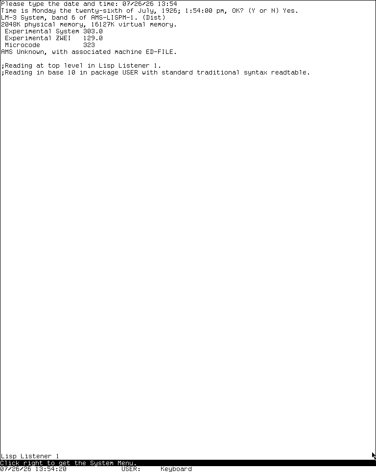 Continuous recording of the System 303 System menu opening over the Listener after a Right-button gesture.